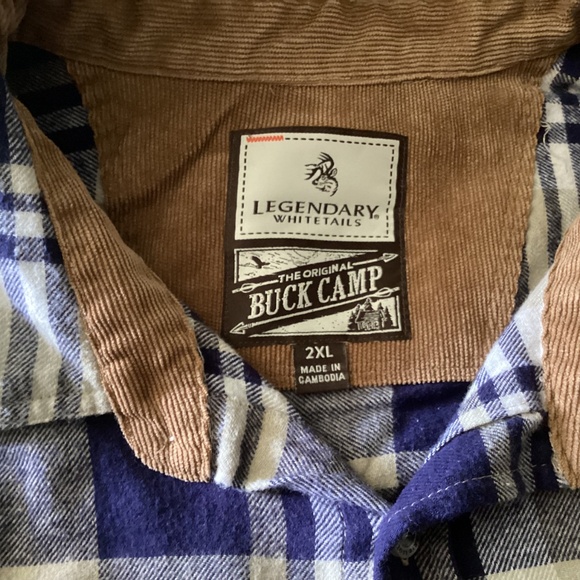 MENS 2XL LEGENDARY WHITE TAILS FLANNEL SHIRT - Picture 6 of 10